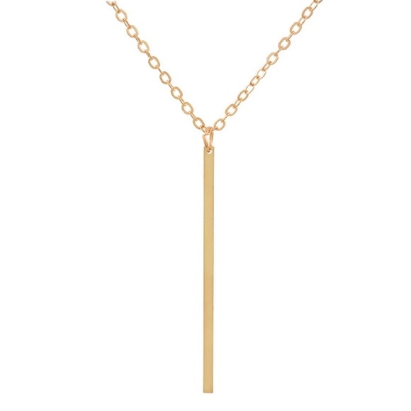NEW!💙💎💛GOLDEN! LONG BAR NECKLACE!💛💎💙MODERN! - Picture 2 of 8